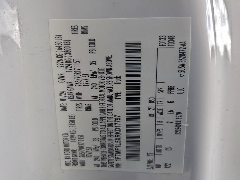 2024 FORD F150 XL #3304080489