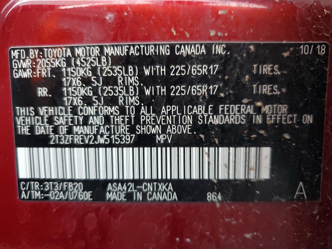 Lot #3310302094 2018 TOYOTA RAV4 LE