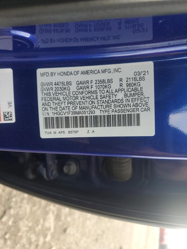 Lot #3301847331 2021 HONDA ACCORD SPO