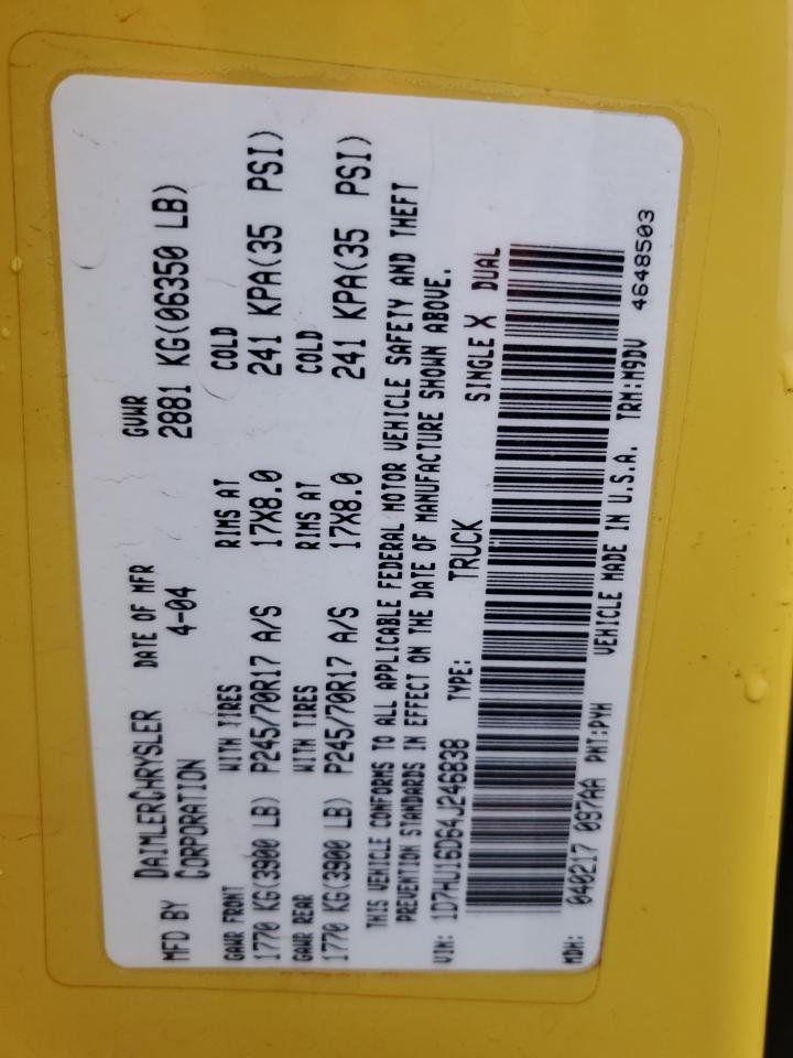 Lot #3297453214 2004 DODGE RAM 1500 S