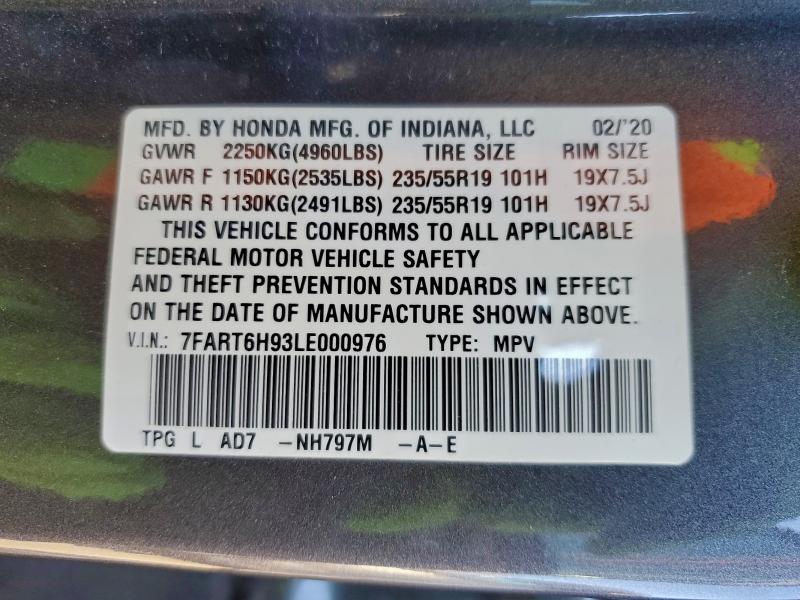 2020 HONDA CR-V TOURI #3310540062