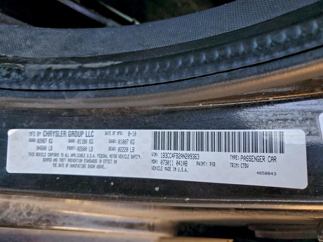 Lot #3302810887 2010 DODGE AVENGER SX