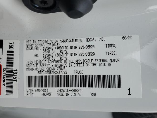 2022 TOYOTA TUNDRA CRE - 5TFLA5DB4NX037702