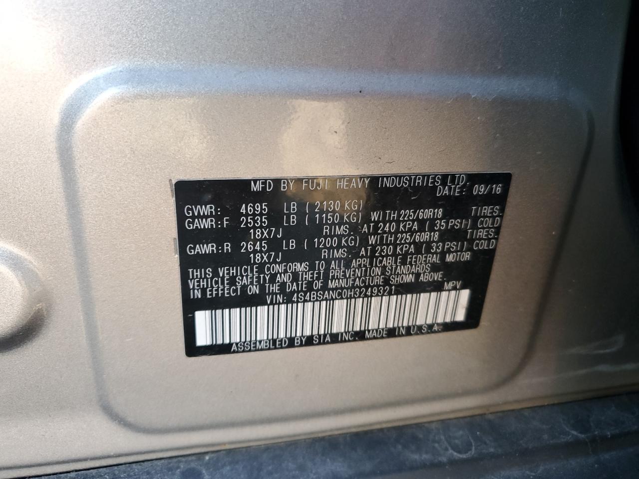 SUBARU OUTBACK 2.5I LIMITED