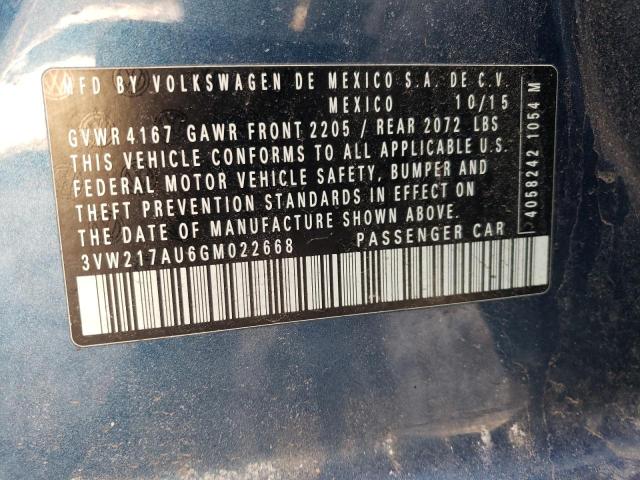 2016 VOLKSWAGEN GOLF S/SE #3294477495