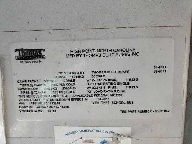 2012 THOMAS SCHOOL BUS #3285637322