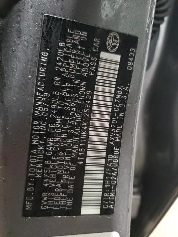 2019 TOYOTA CAMRY L #3304670924