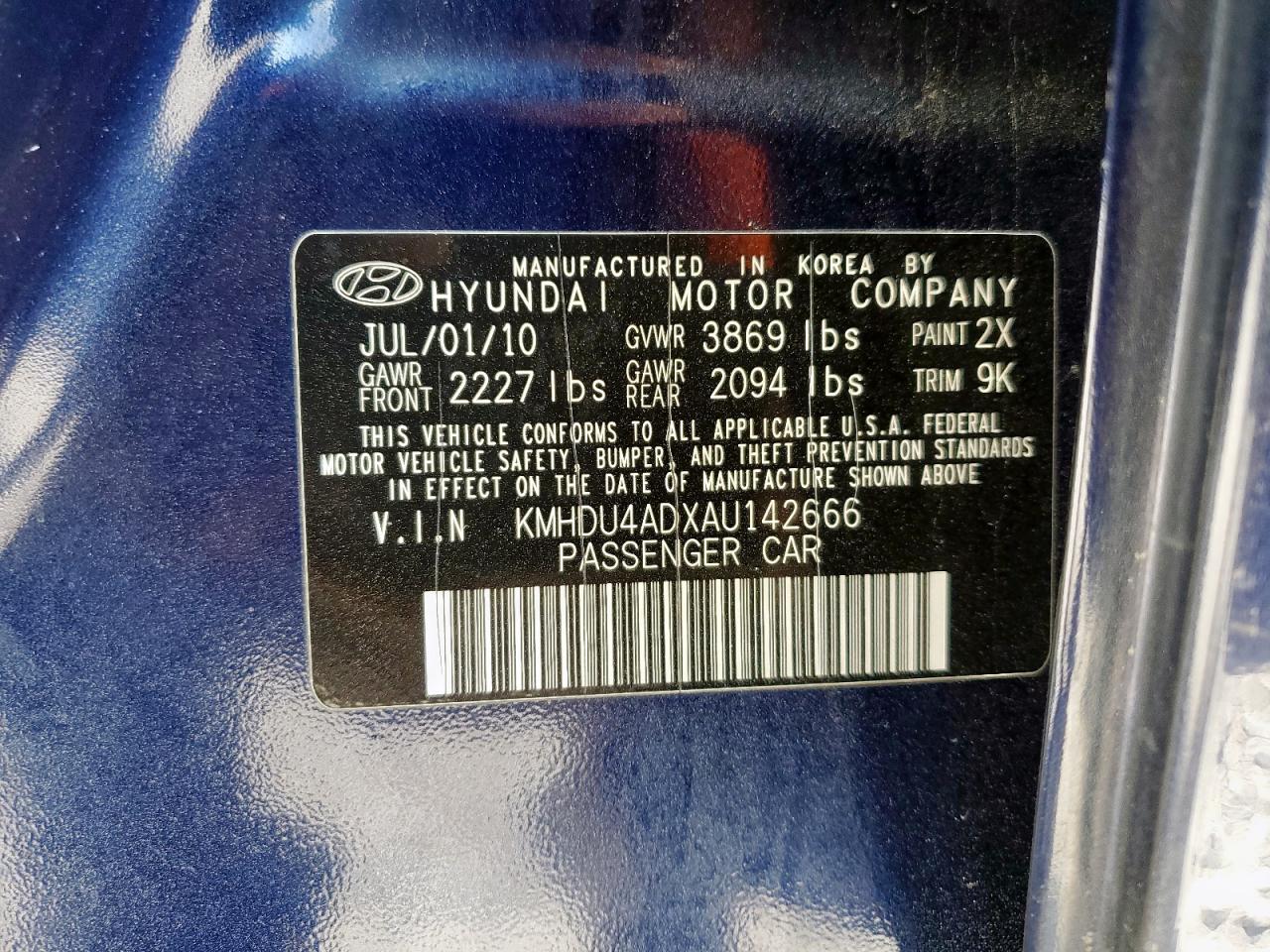 HYUNDAI ELANTRA BLUE