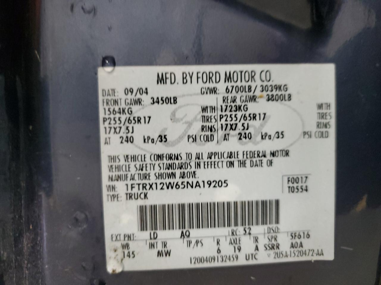 Lot #3284116543 2005 FORD F150