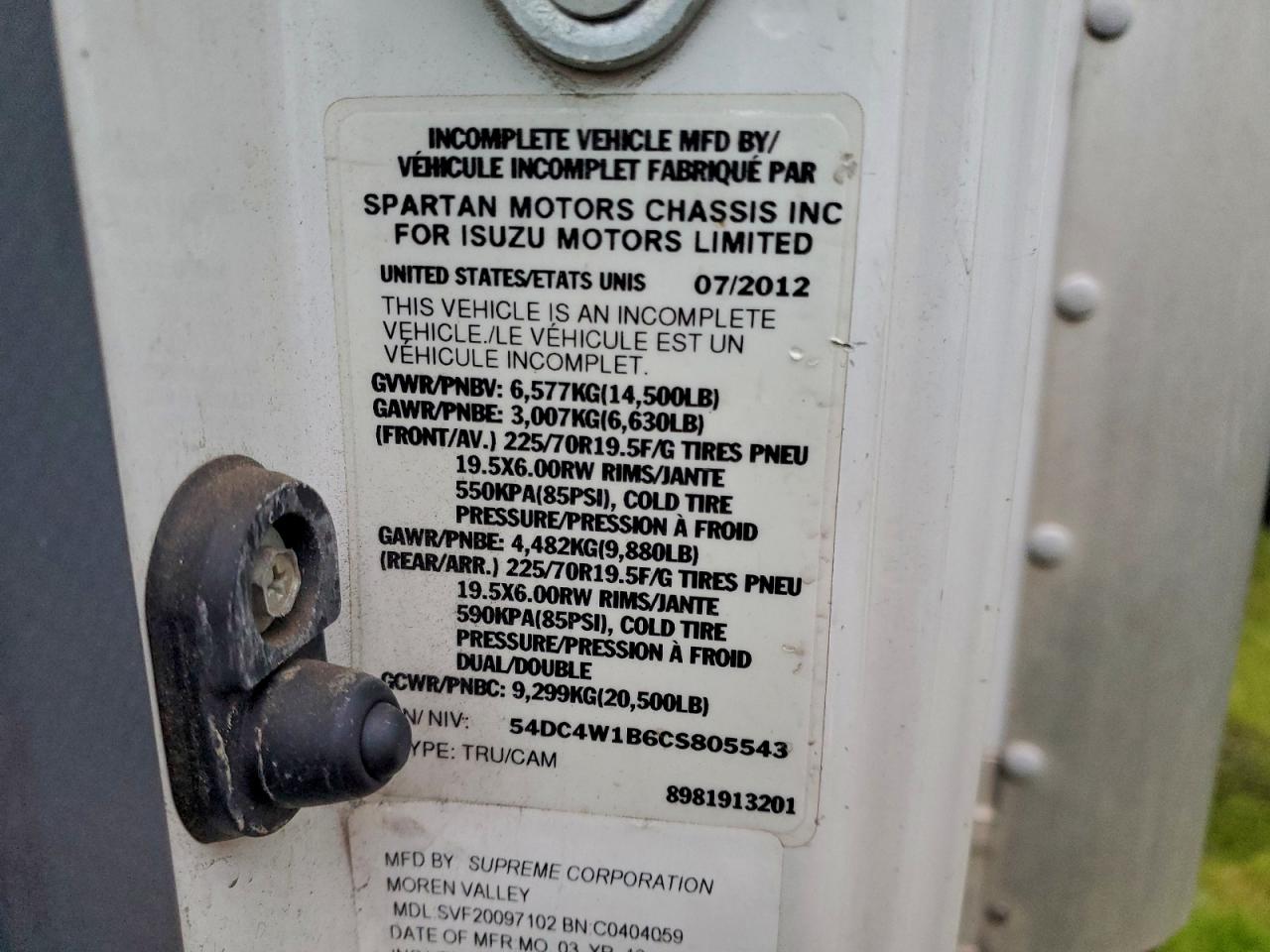 Lot #3317843017 2012 ISUZU NPR HD