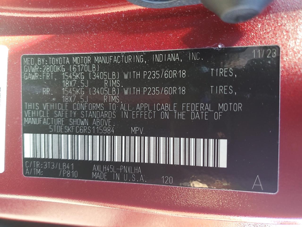 TOYOTA SIENNA LIMITED