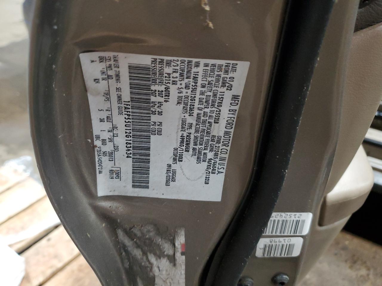 Lot #3286498226 2002 FORD TAURUS SES