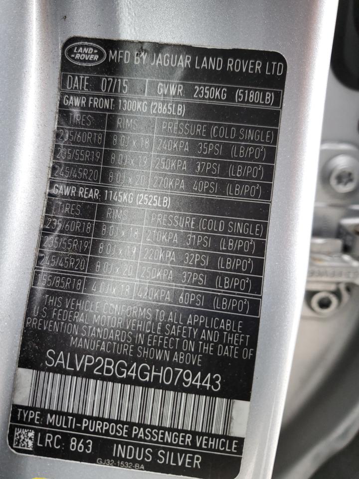 Lot #3302948640 2016 LAND ROVER RANGE ROVE