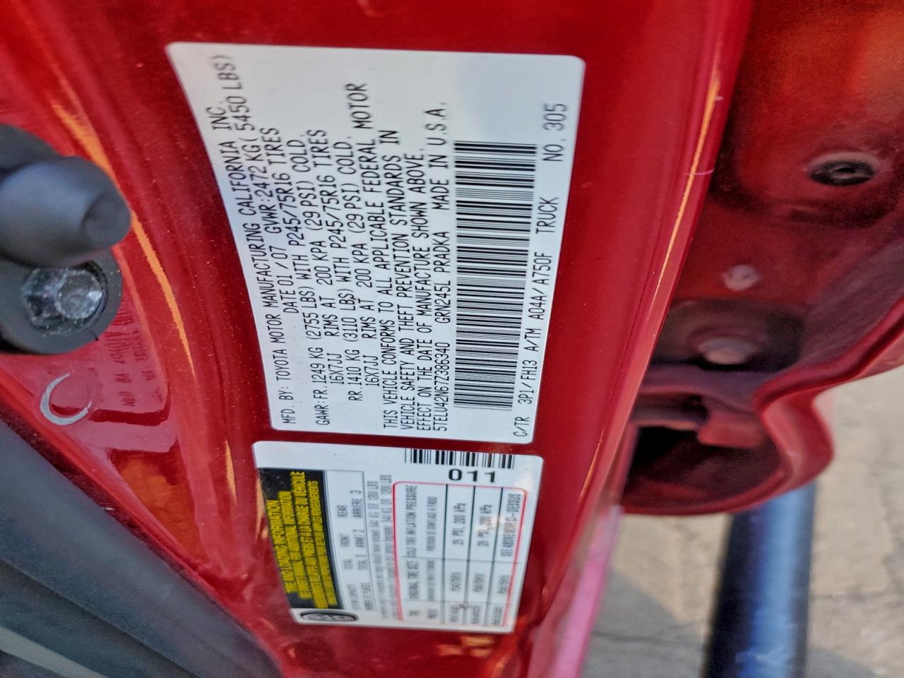 Lot #3297869806 2007 TOYOTA TACOMA DOU