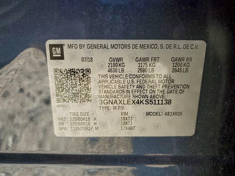 2019 CHEVROLET EQUINOX LT #3304862550