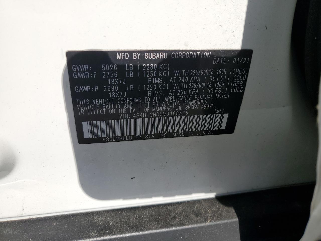 SUBARU OUTBACK LIMITED XT