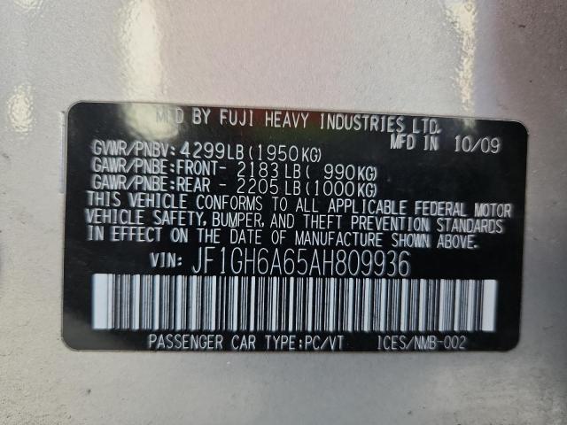 2010 SUBARU IMPREZA 2. - JF1GH6A65AH809936