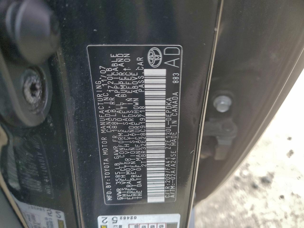 Lot #3311701233 2008 TOYOTA COROLLA CE