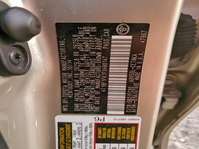 2015 TOYOTA CAMRY LE #3302831937