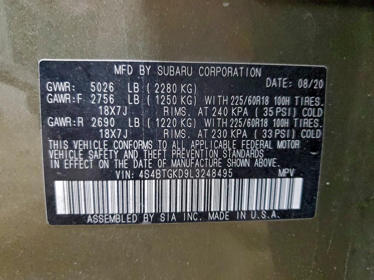 SUBARU OUTBACK ONYX EDITION XT