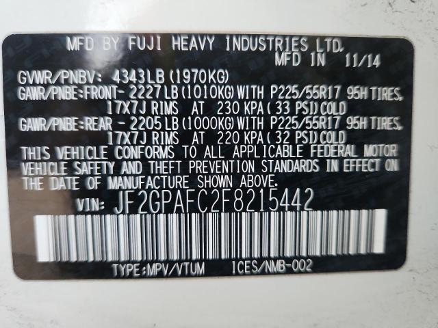 2015 SUBARU XV CROSSTR #3302152140