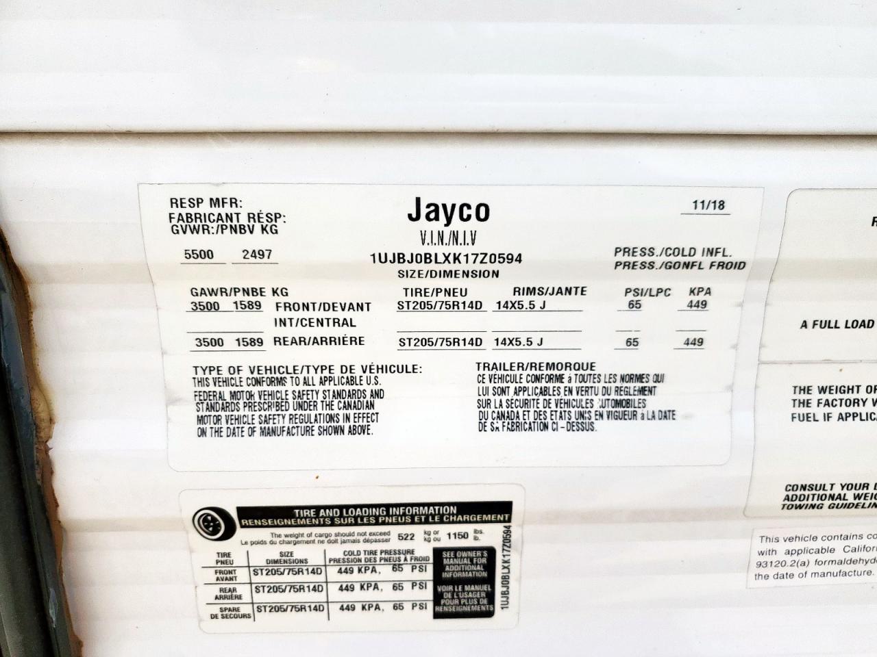 Lot #3280498147 2019 TRLR JAY FLIGHT 154