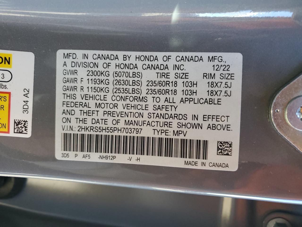 Lot #3308310168 2023 HONDA CR-V SPORT