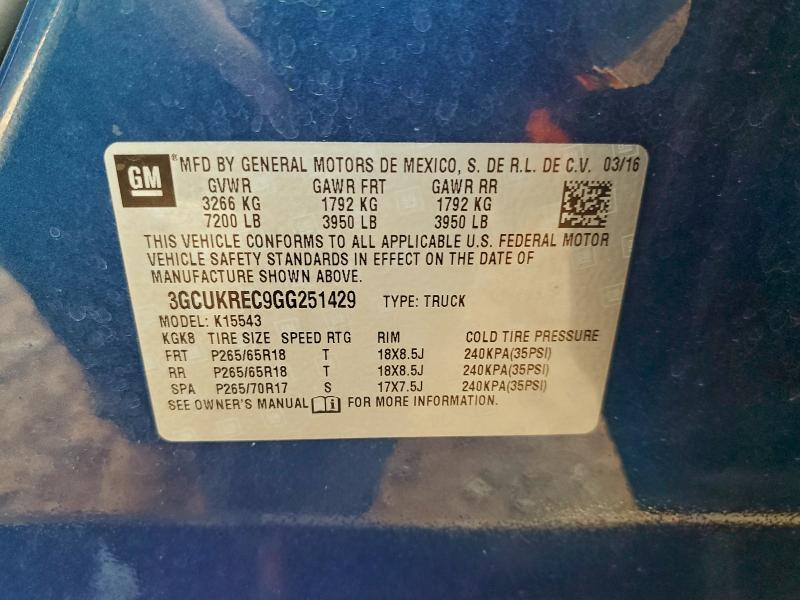 2016 CHEVROLET SILVERADO #3297883799