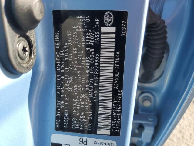 2012 TOYOTA CAMRY BASE #3287641014