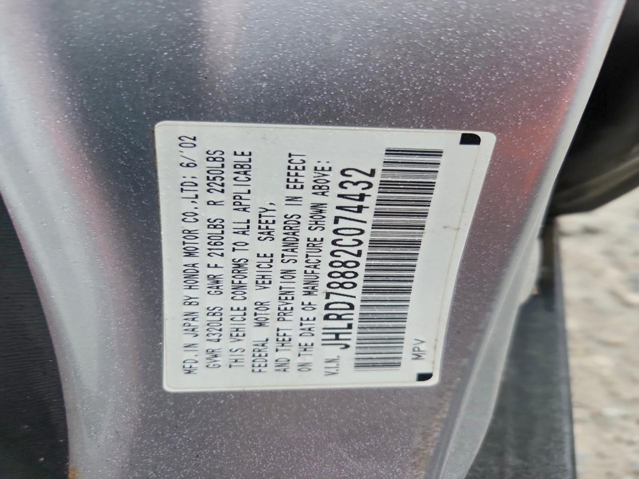 Lot #3302772396 2002 HONDA CR-V EX