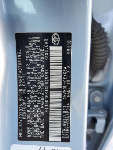 2012 TOYOTA CAMRY HYBR #3291264966