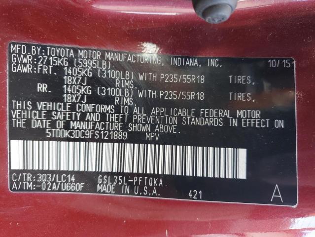2015 TOYOTA SIENNA XLE #3291292462