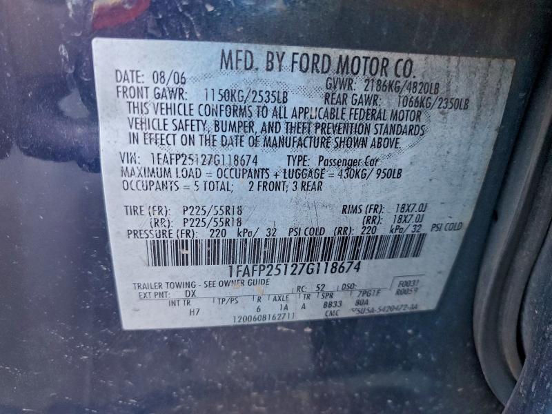 2007 FORD FIVE HUNDR #3294352880