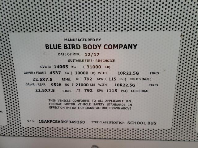 2019 BLUE BIRD SCHOOL BUS #3294339898