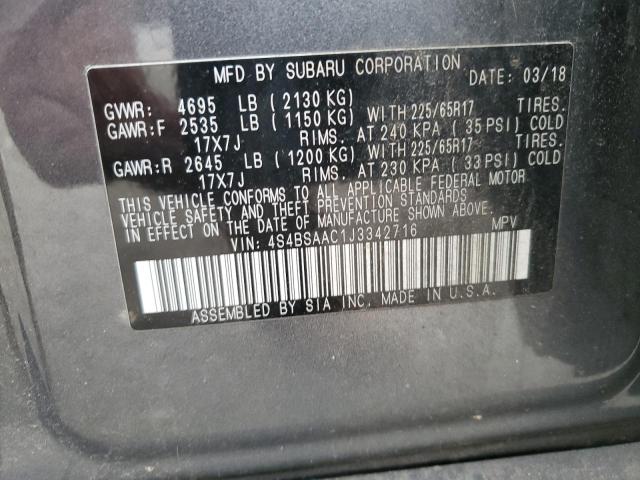 2018 SUBARU OUTBACK 2. #3309564573