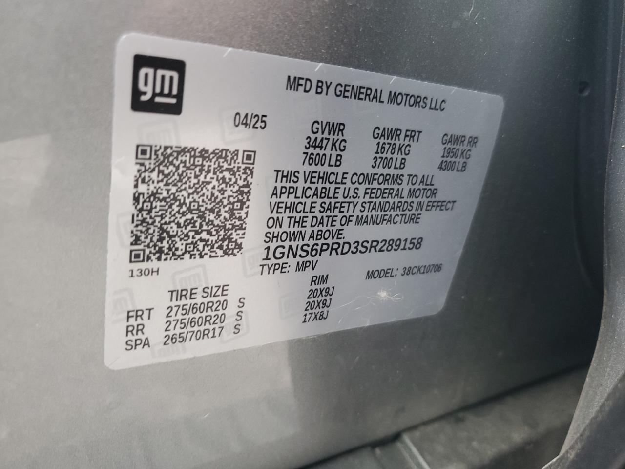 Lot #3304844538 2025 CHEVROLET TAHOE K150