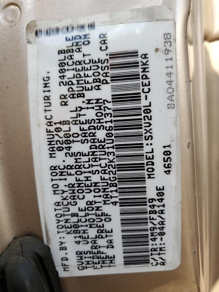 Lot #3303689031 2001 TOYOTA CAMRY CE