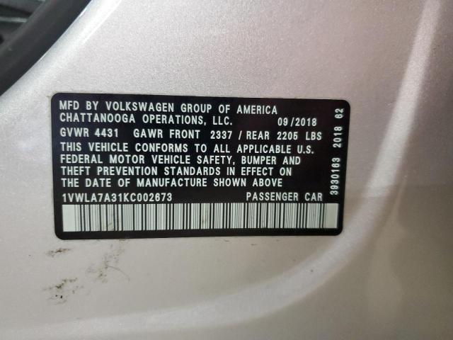 2019 VOLKSWAGEN PASSAT WOL - 1VWLA7A31KC002673