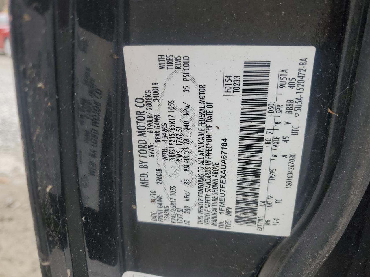 Lot #3311484244 2010 FORD EXPLORER E