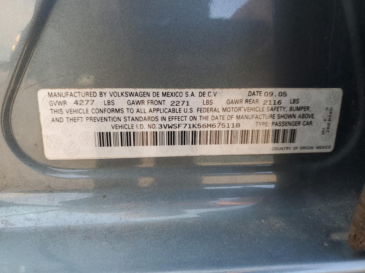 Lot #3302726004 2006 VOLKSWAGEN JETTA 2.5