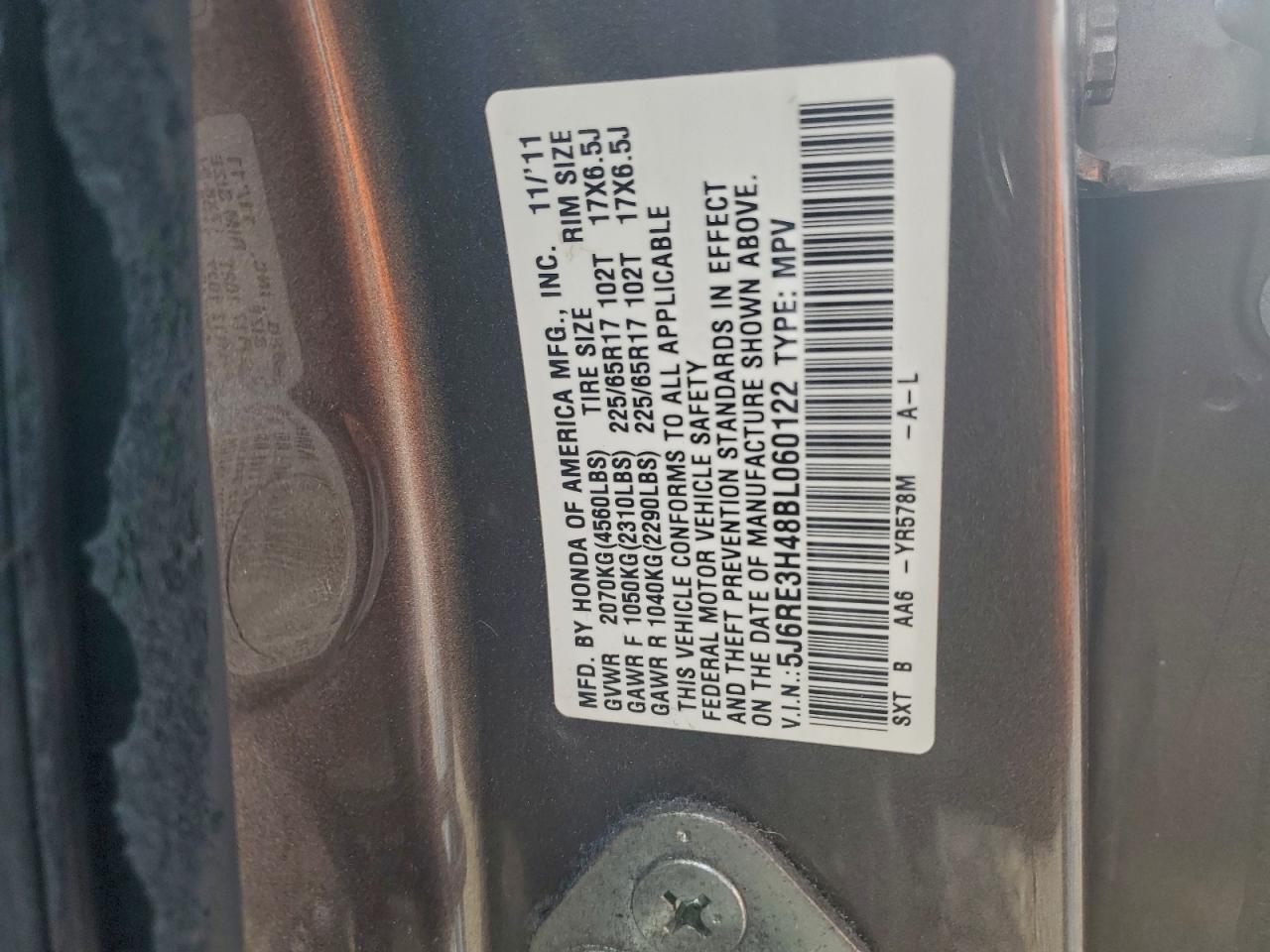 Lot #3296522398 2011 HONDA CR-V SE