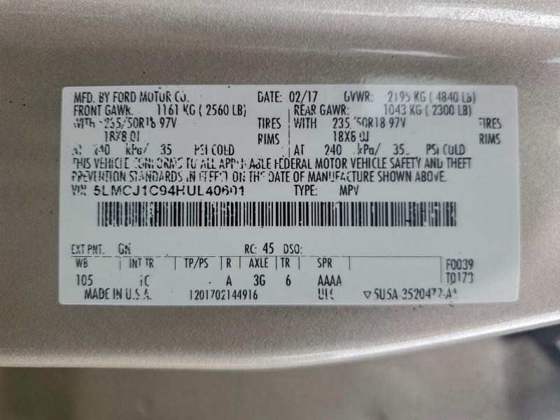 2017 LINCOLN MKC PREMIE #3296450683