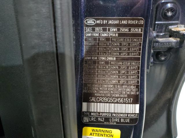 2016 LAND ROVER DISCOVERY - SALCR2BG5GH561517