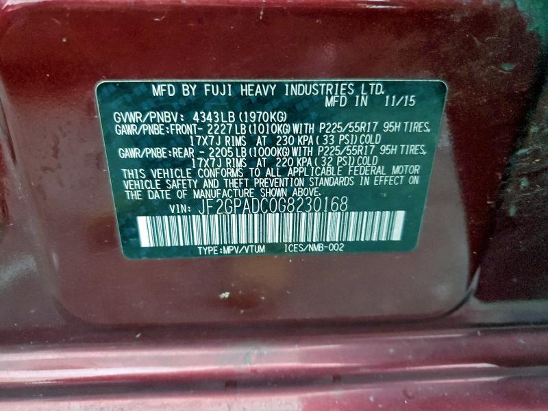 2016 SUBARU CROSSTREK #3302753009