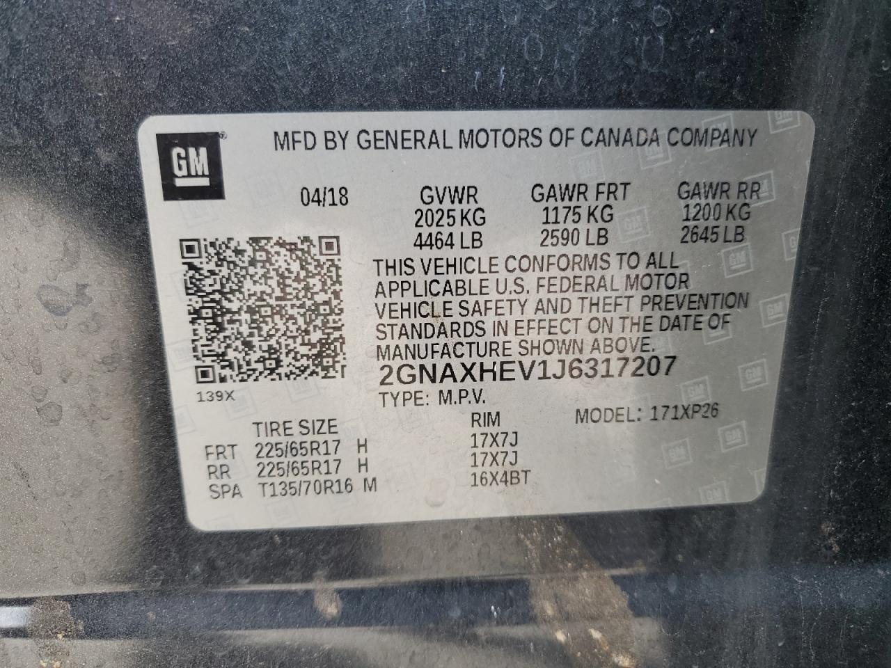 Lot #3301598622 2018 CHEVROLET EQUINOX LS