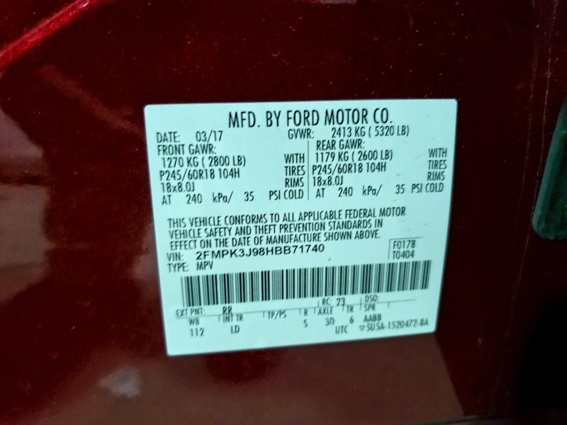 2017 FORD EDGE SEL #3303627928