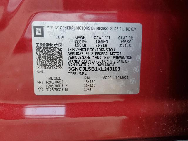 2019 CHEVROLET TRAX 1LT #3284954947