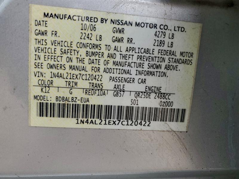 2007 NISSAN ALTIMA 2.5 #3298240030