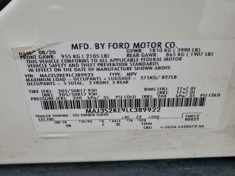 2020 FORD ECOSPORT T #3309312007