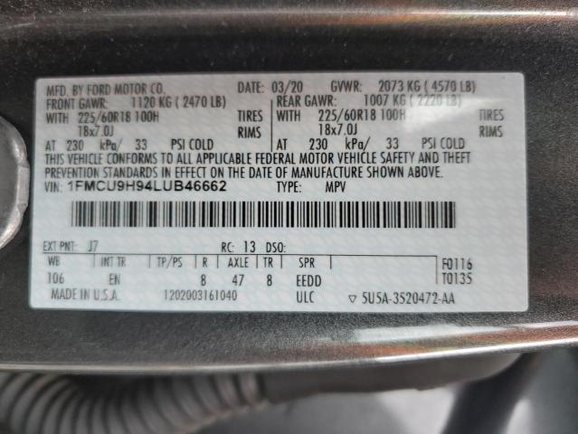 2020 FORD ESCAPE SEL #3301796338